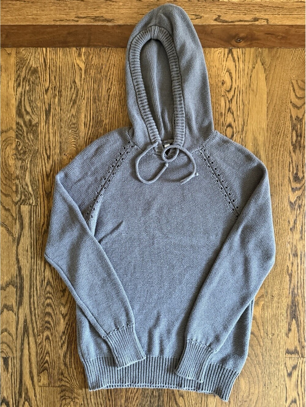 T by Alexander Wang Pullover Hoodie Gray Solid Knit Drawstring Women's Size S